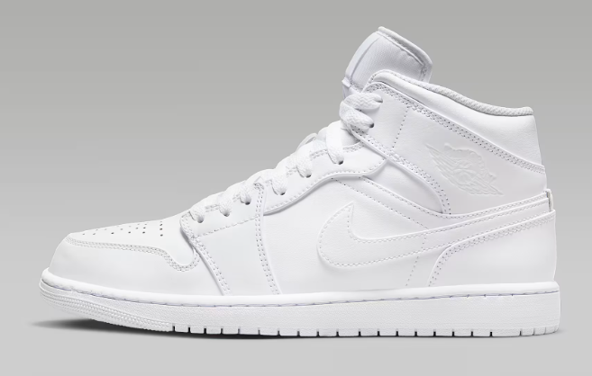 TENIS NIKE AIR JORDAN 1 MID TRIPLE WHITE
