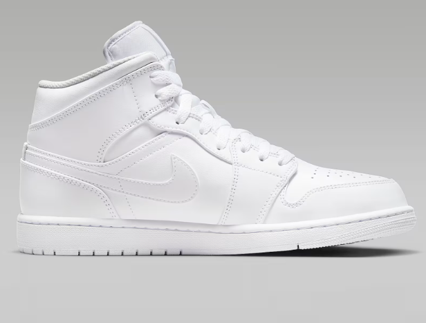 TENIS NIKE AIR JORDAN 1 MID TRIPLE WHITE